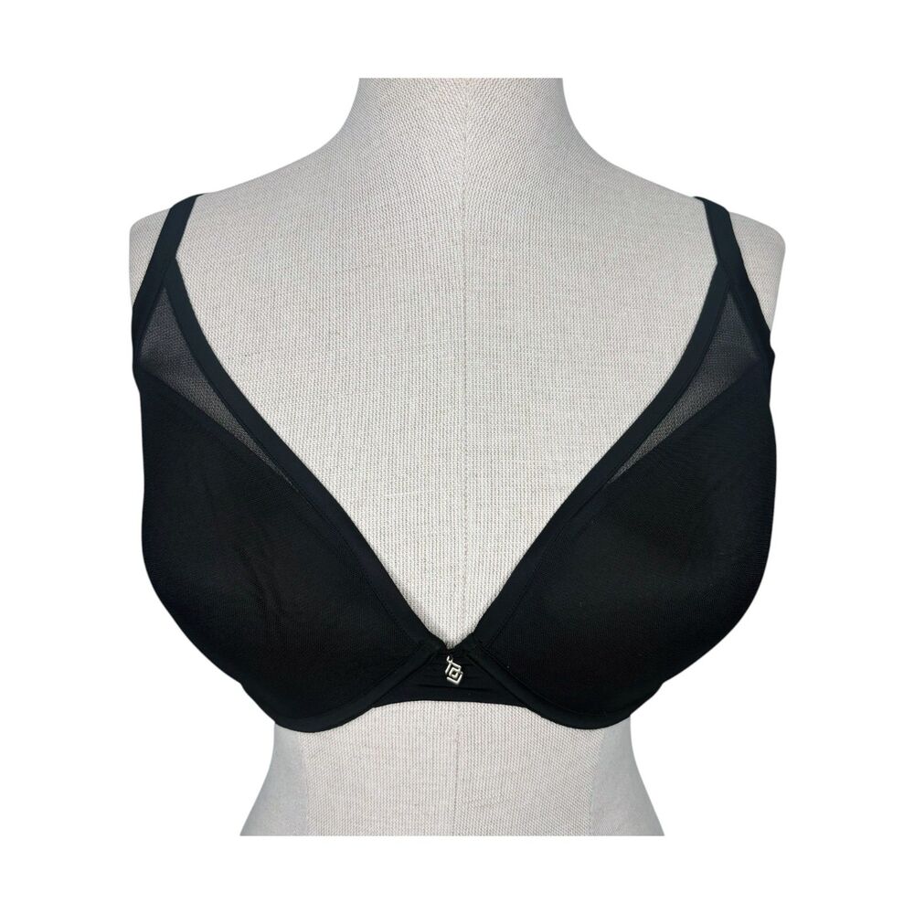ThirdLove 24/7 Classic Contour Plunge Bra sz 34E * Uplift Black Mesh Overlay